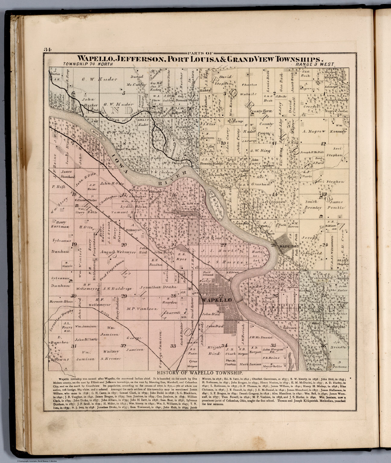 Wapello Jefferson Port Louisa Grand View Townships Louisa County