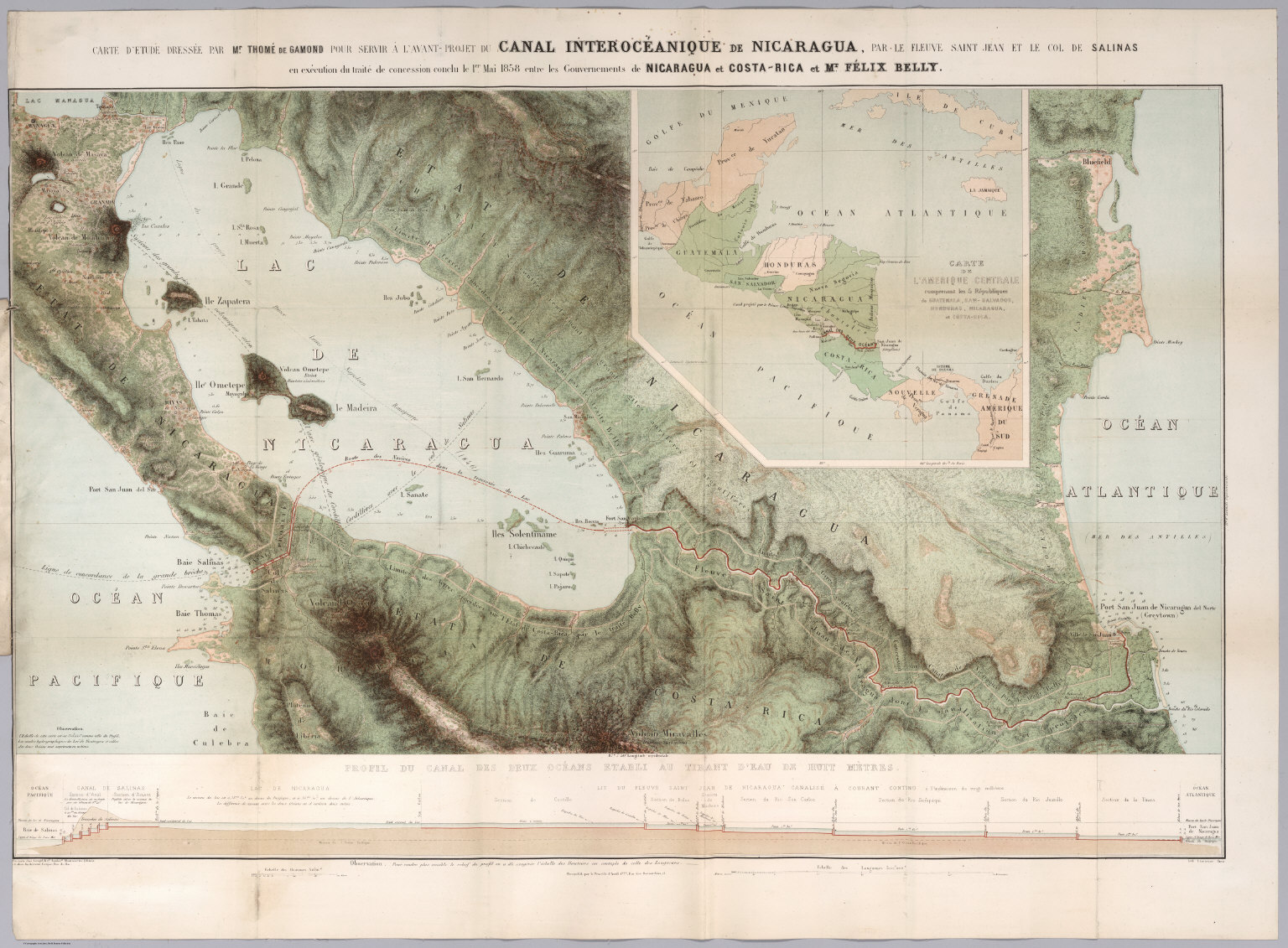 Carte D Etude Pour Le Trace Et Le Profil De Canal De Nicaragua David