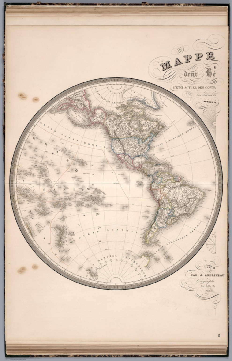 Mappe Monde Hemispheres Western Hemisphere David Rumsey