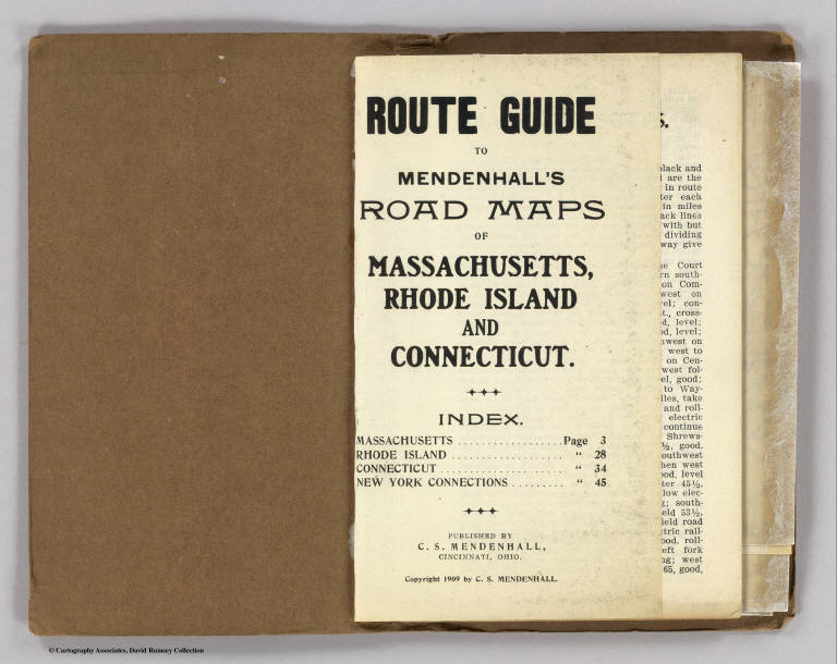 Title Page: Route guide to Mendenhall's route maps.