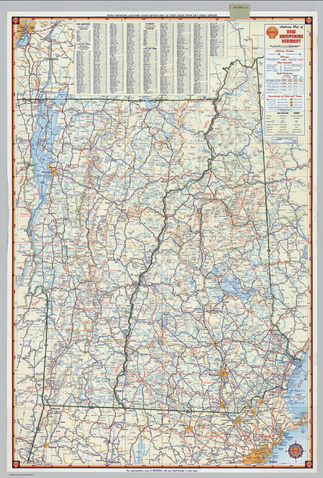 Shell Highway Maps Shell Highway Map of New Hampshire, Vermont. - David Rumsey Historical ...