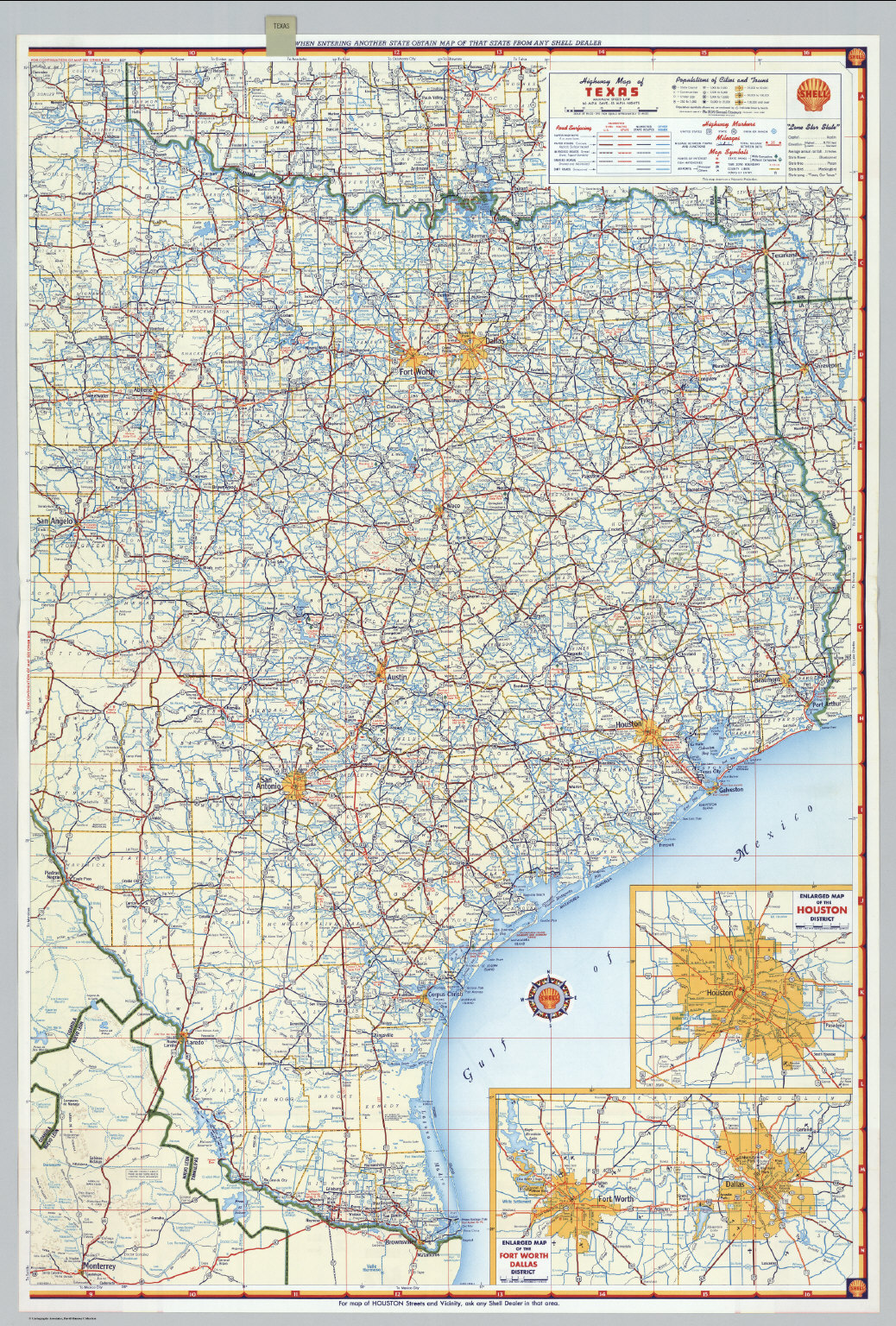 Shell Highway Maps Shell Highway Map of Texas (eastern portion). - David Rumsey Historical ...