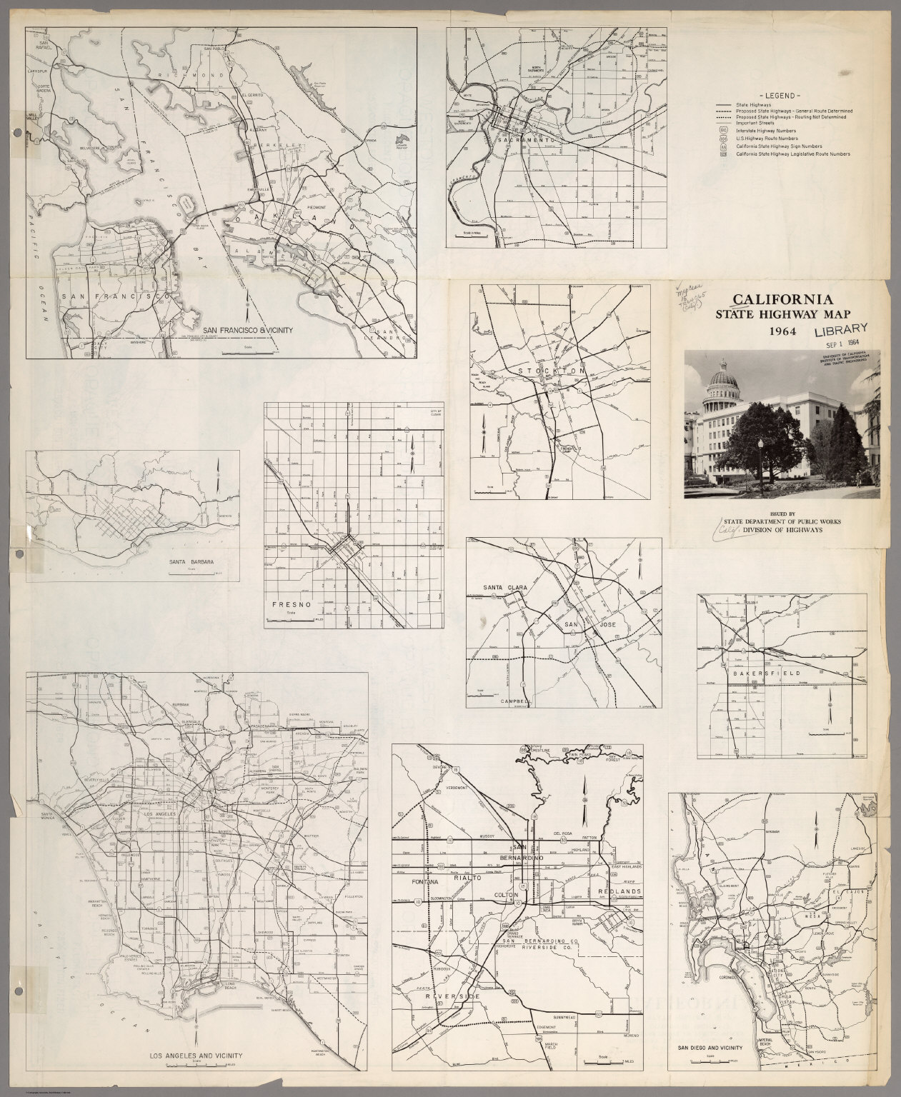 (Verso) State Highway Map, California, 1964.
