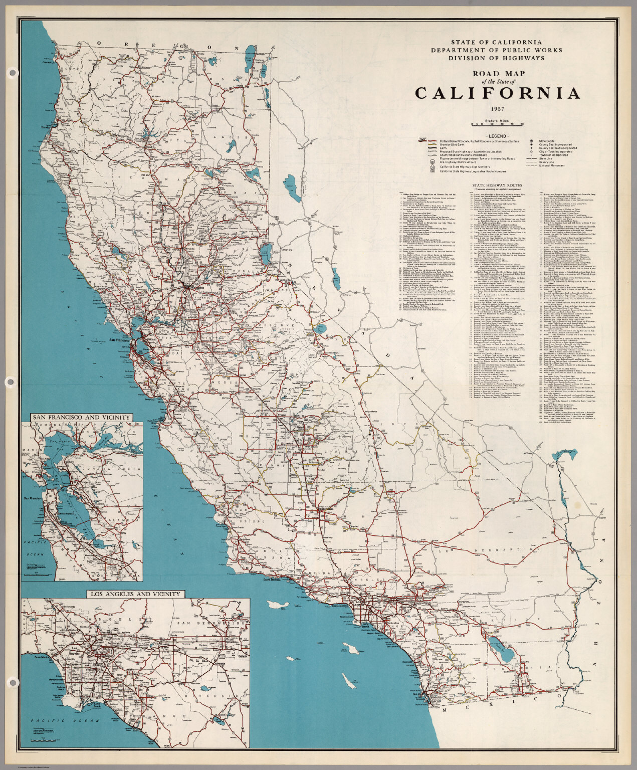 Road Map of the State of California, 1957.