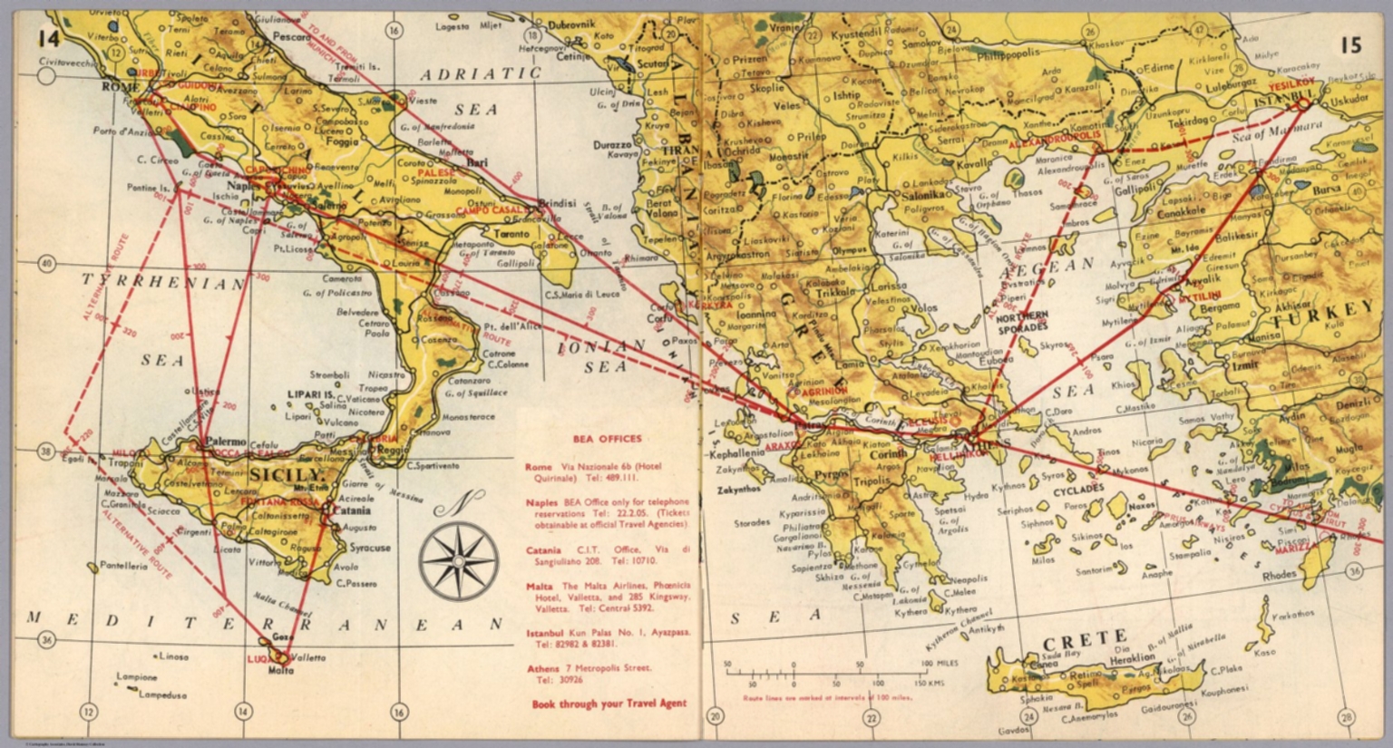Munich To Rome Map BEA route map : Rome and Munich to Turkey - David Rumsey Historical Map ...