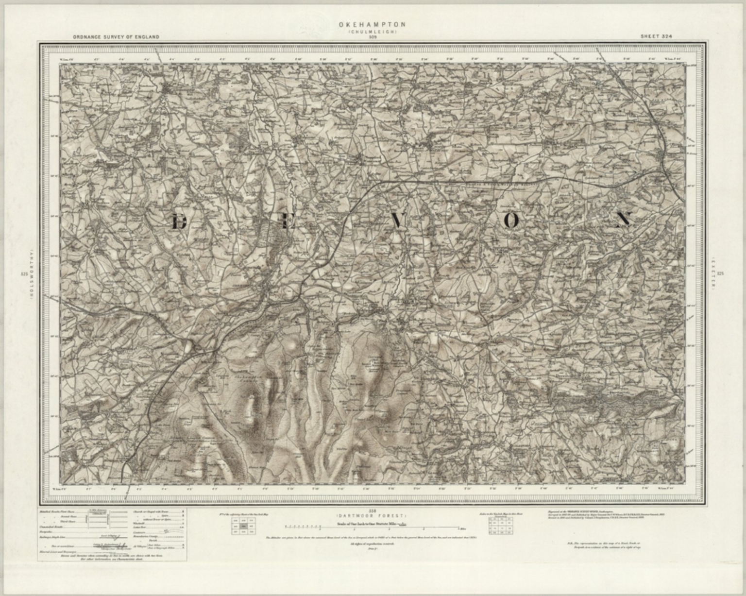 Okehampton Postcode Map 324 Okehampton (Hills) - David Rumsey Historical Map Collection