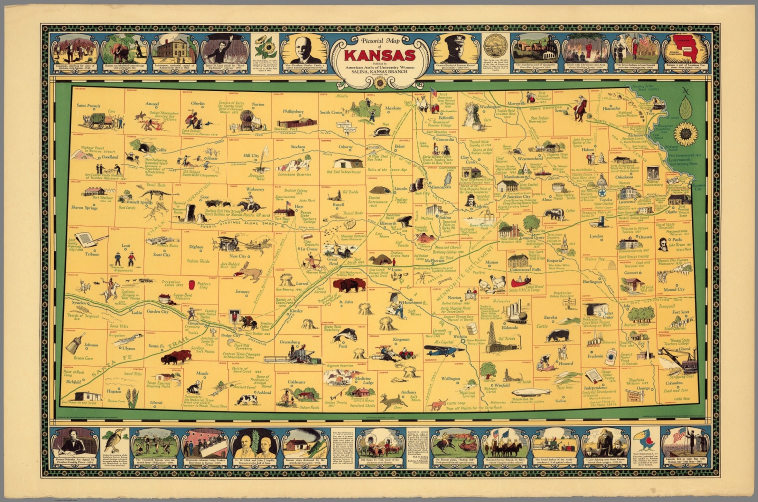Ku Map Library Pictorial map of Kansas - David Rumsey Historical Map Collection