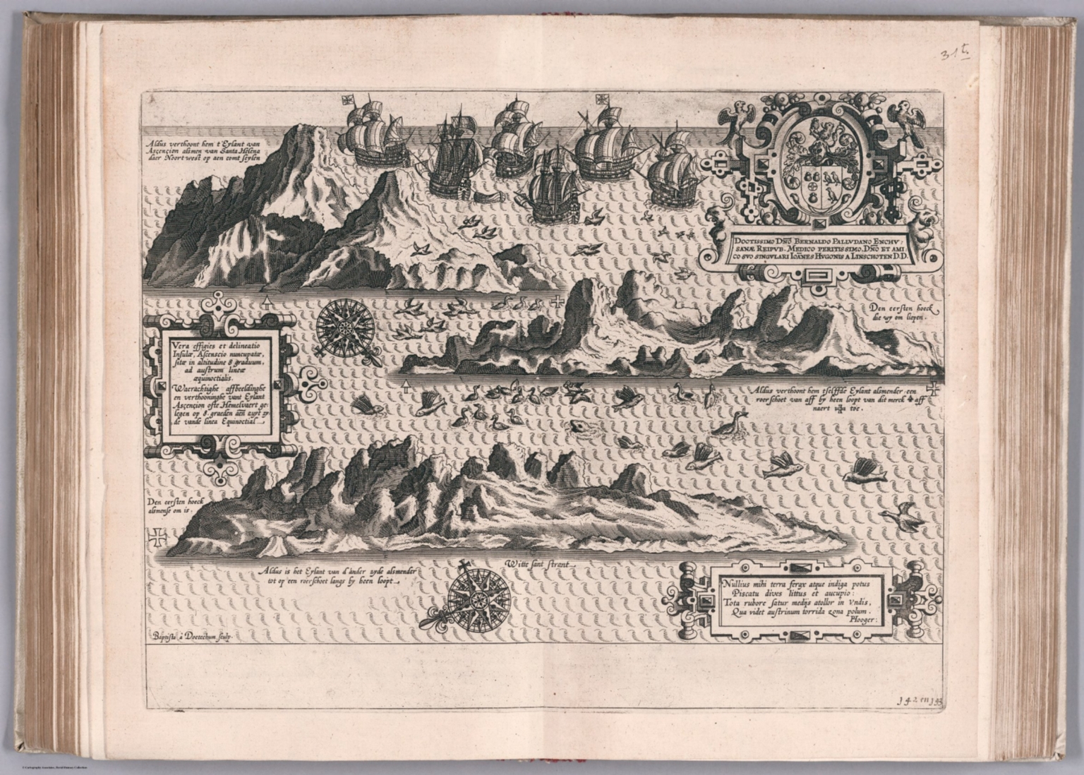 View: L'Isle de l'Ascension representee en trois formes.