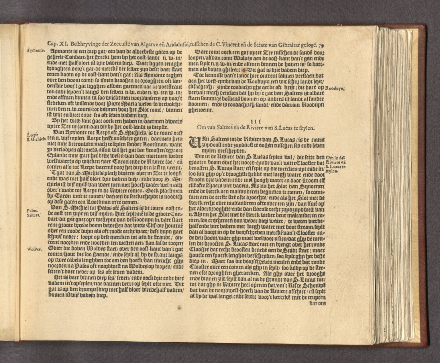 Text: Capittel XI. Beschryvinghe der See-custen van Algarbe ende Andalusien, tusschen de Cabo de S. Vincente ende de Strate Gibraltar gheleghen. (2)