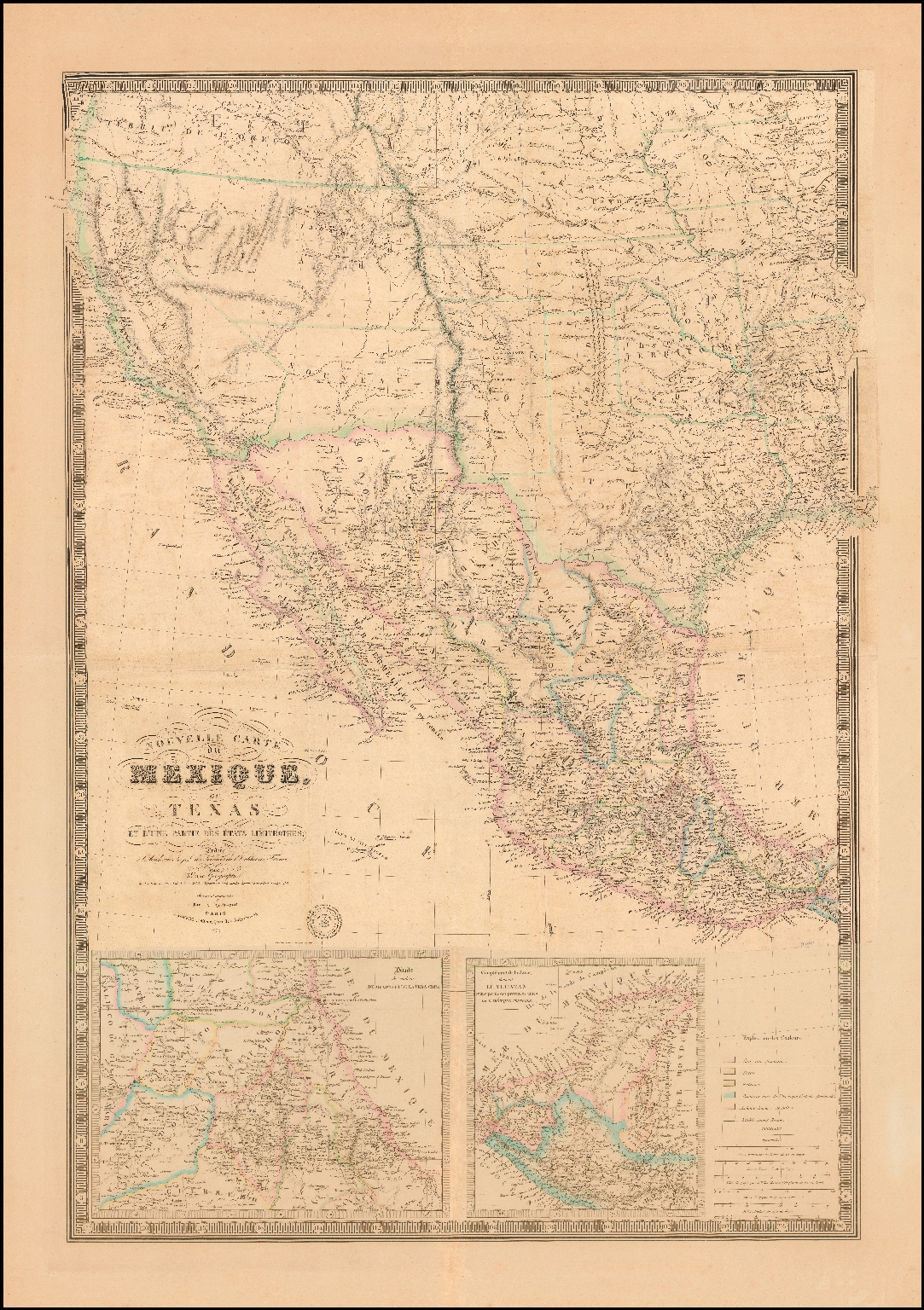 Texas Inset Map Nouvelle Carte du Mexique, Du Texas Et D'Une Partie Des Etats ...