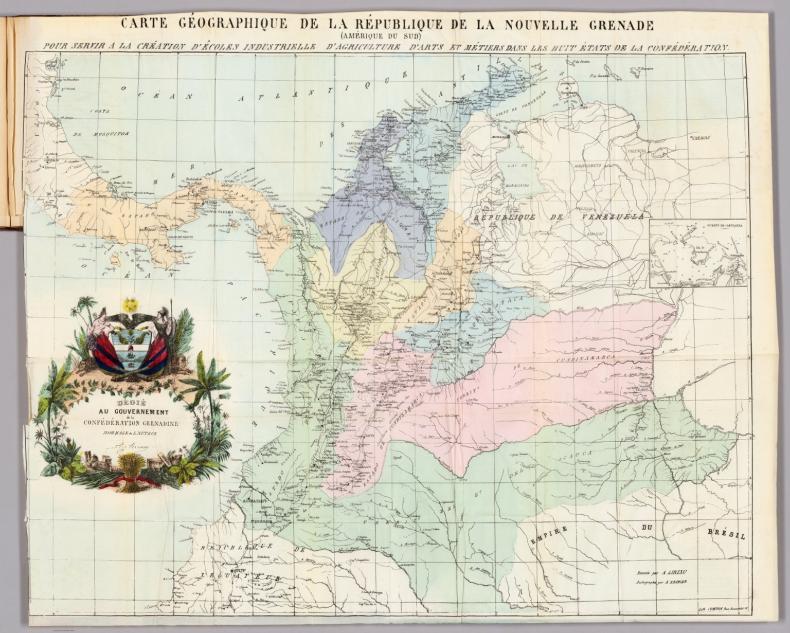 Carte Géographique de la République de la Nouvelle Grenade (Amérique du