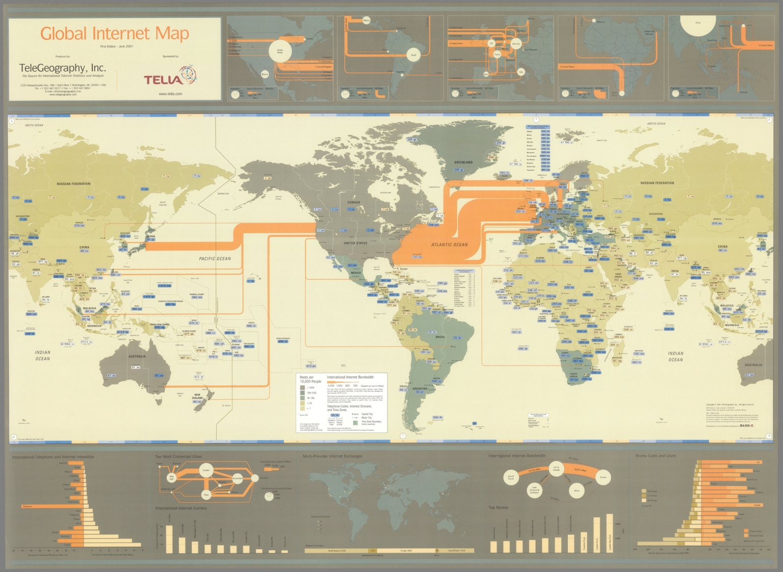 Printed Map. 2001 Global Internet Map First Edition - June 2001 - David Rumsey Historical ...