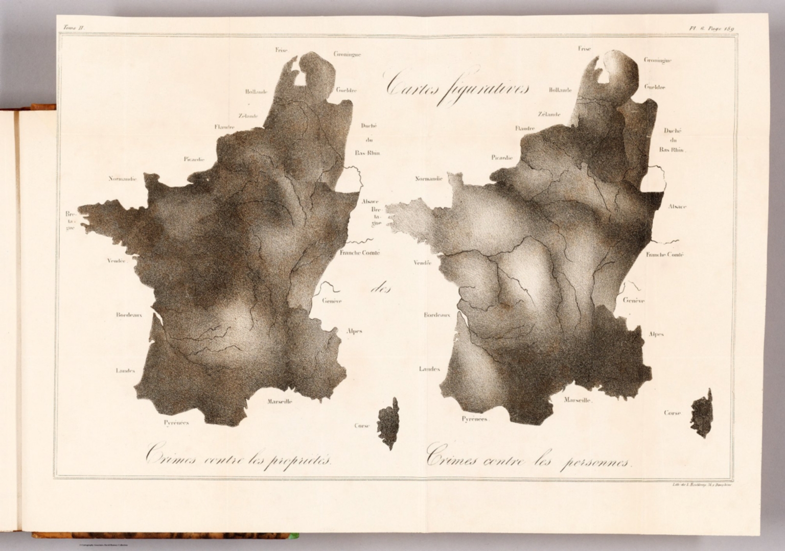 Carte figuratives : Crimes contre les propriétés -- Crimes contre les personnes.