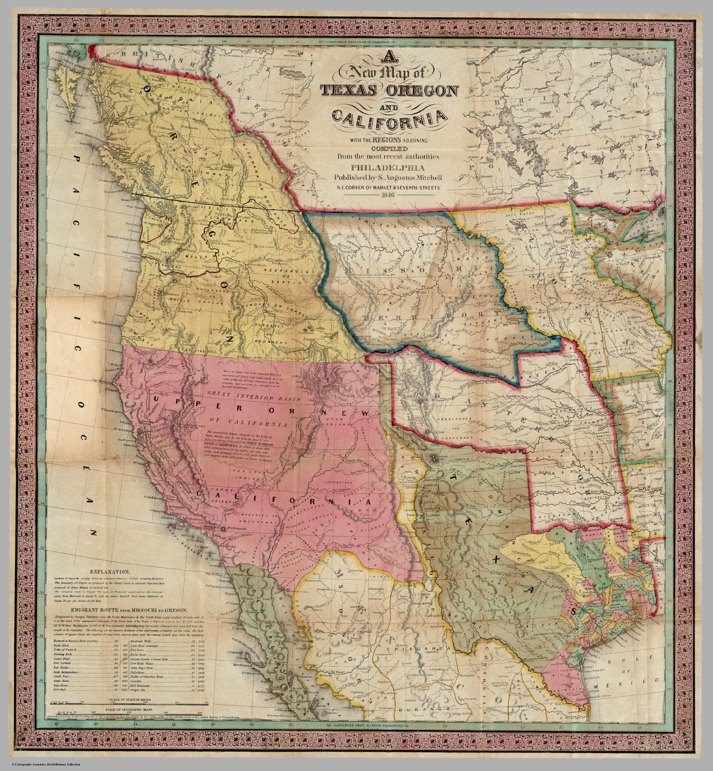 1846 Map Of Texas Oregon And California A New Map of Texas Oregon and California With The Regions 