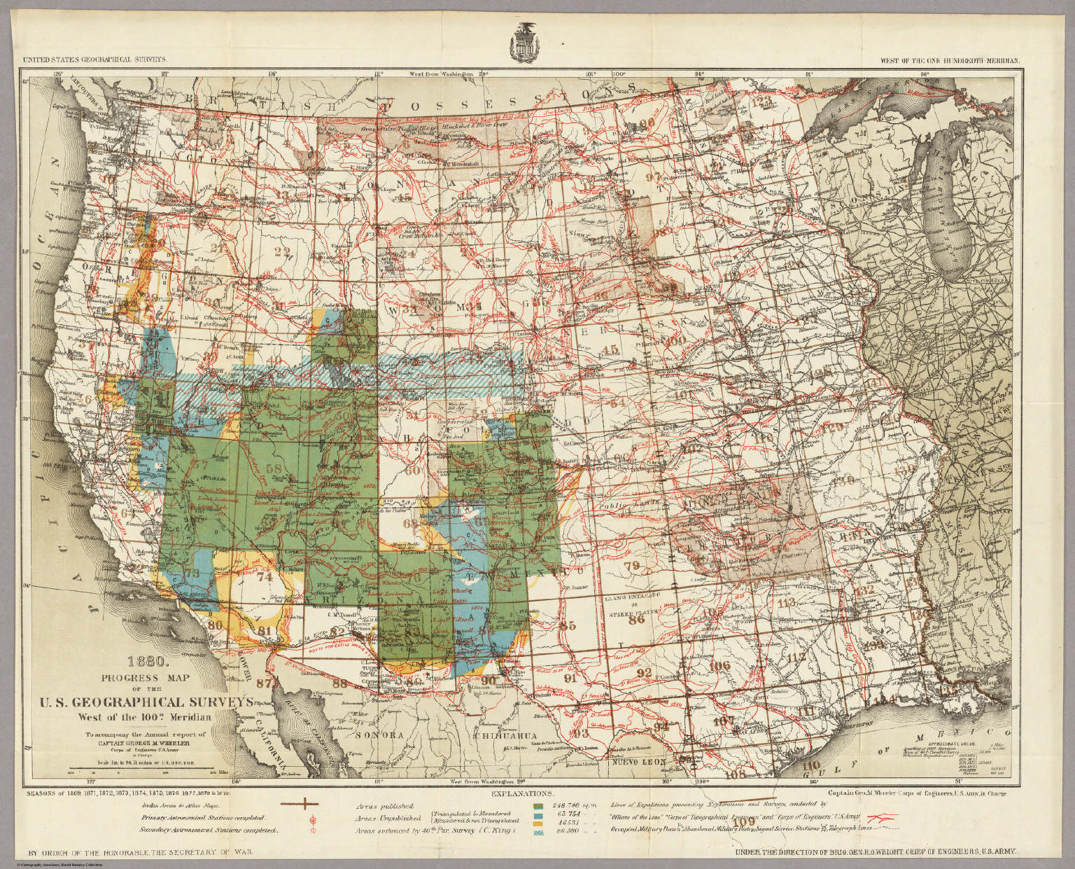 1880 Progress Map Of The U S Geographical Surveys West Of The 100th   00034012 