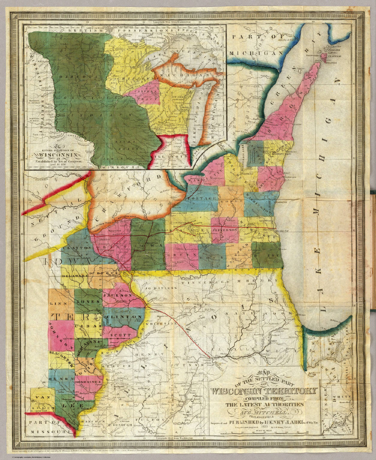 Map Of The Settled Part Of Wisconsin Territory. - David Rumsey ...