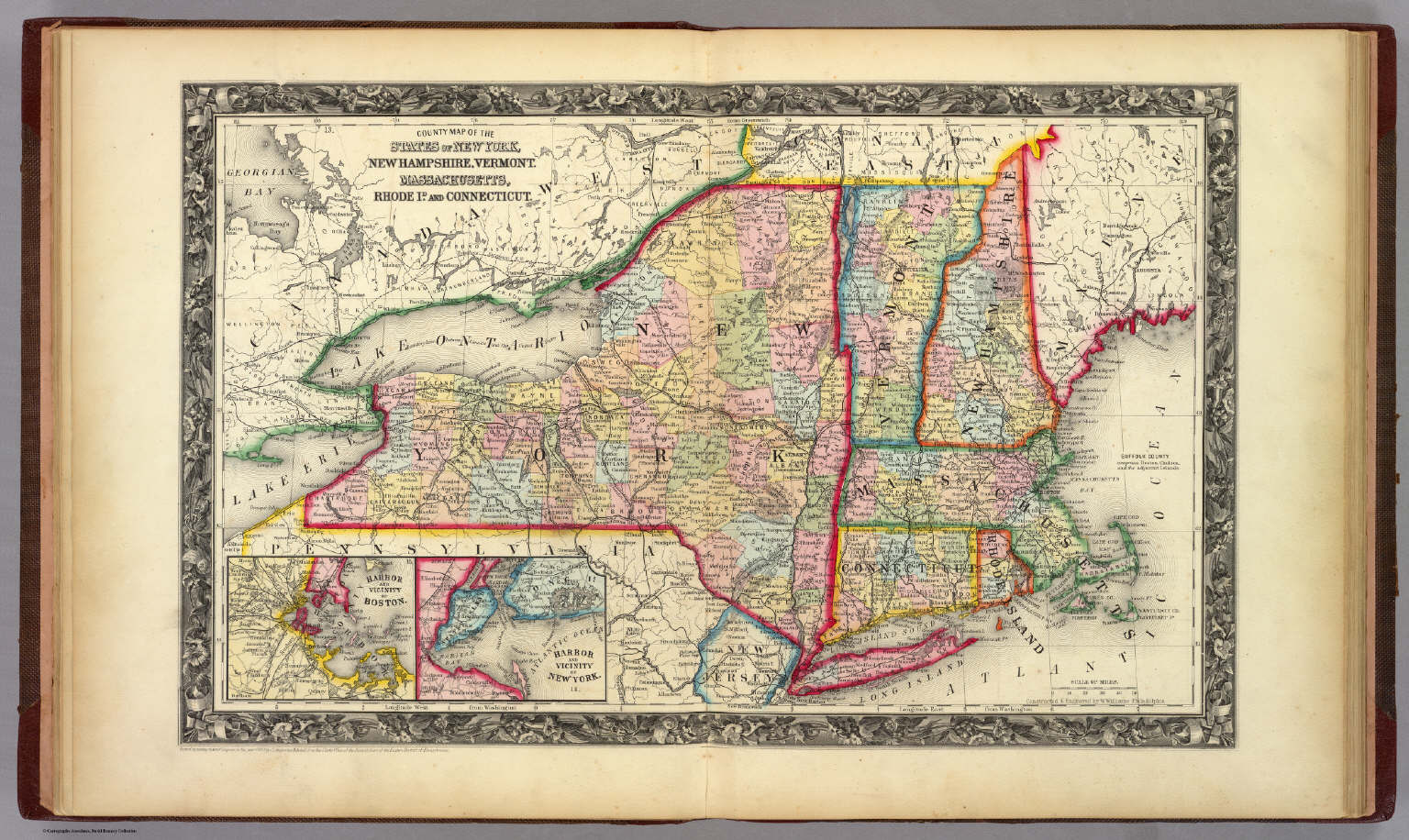 Map Of New York And Massachusetts County Map Of The States Of New York, New Hampshire, Vermont 