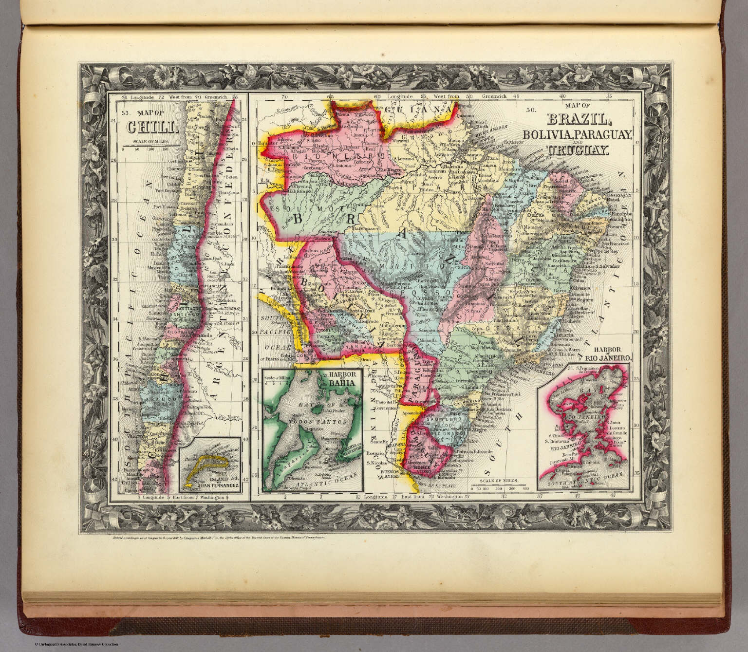 Map Of Brazil Bolivia Paraguay And Uruguay Mitchell Samuel Augustus 1860