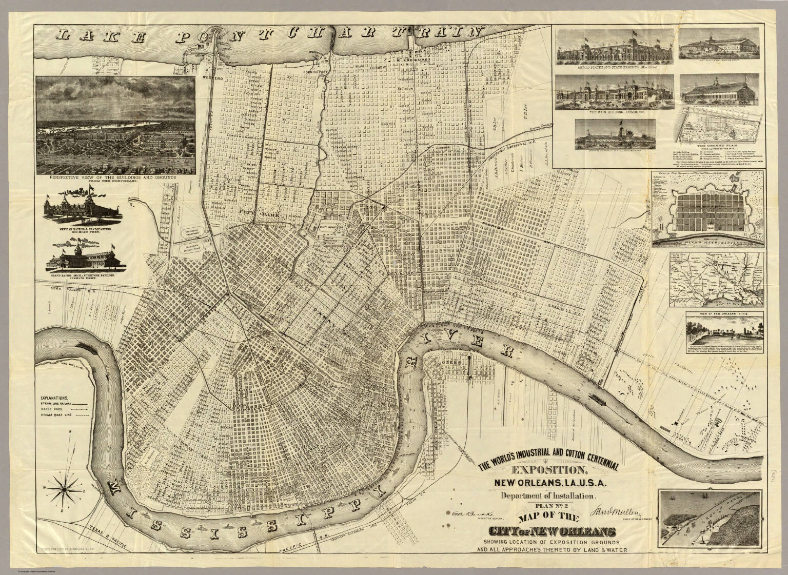 Historical Map Of New Orleans The World's Industrial And Cotton Centennial Exposition.   David 