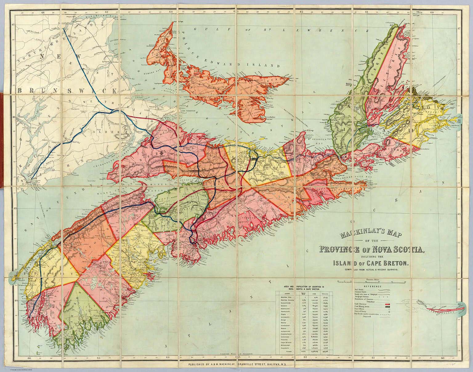 Mackinlay S Map Of The Province Of Nova Scotia Including The Island Of