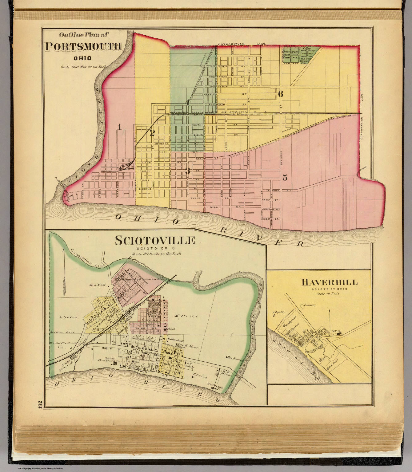 Outline plan of Portsmouth, Ohio. (with) Sciotoville, Haverhill, Ohio