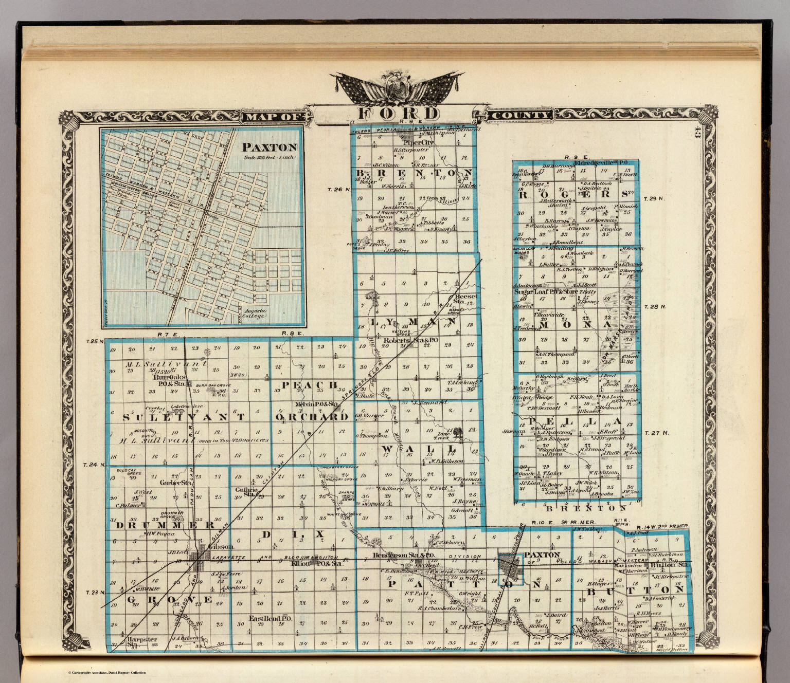 Map of Ford County and Paxton. David Rumsey Historical Map Collection