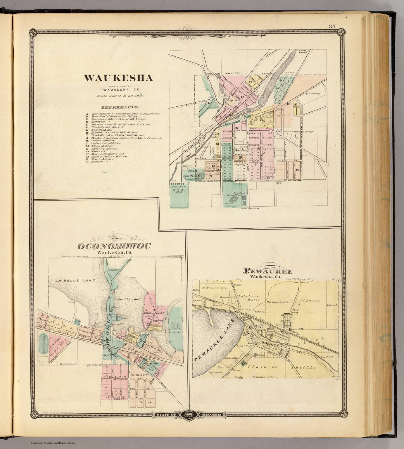 Town Of Waukesha Map Waukesha, Oconomowoc And Pewaukee, Waukesha Co. - David Rumsey Historical  Map Collection
