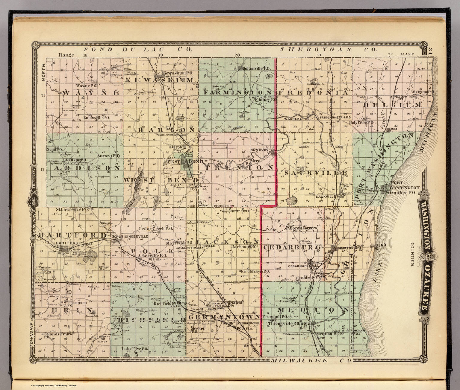Map of Washington and Ozaukee counties, State of Wisconsin. David Rumsey Historical Map Collection