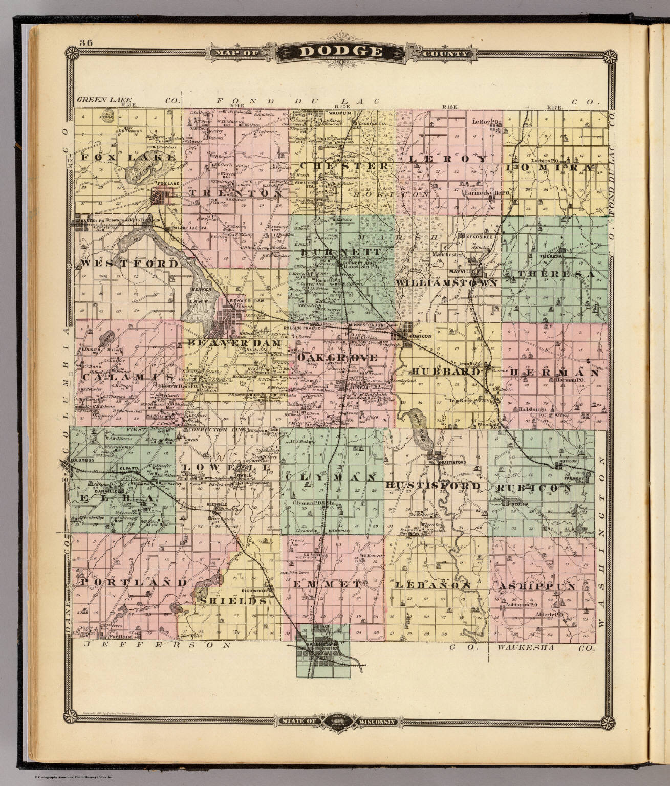 Map Of Dodge County, State Of Wisconsin. - David Rumsey Historical Map 