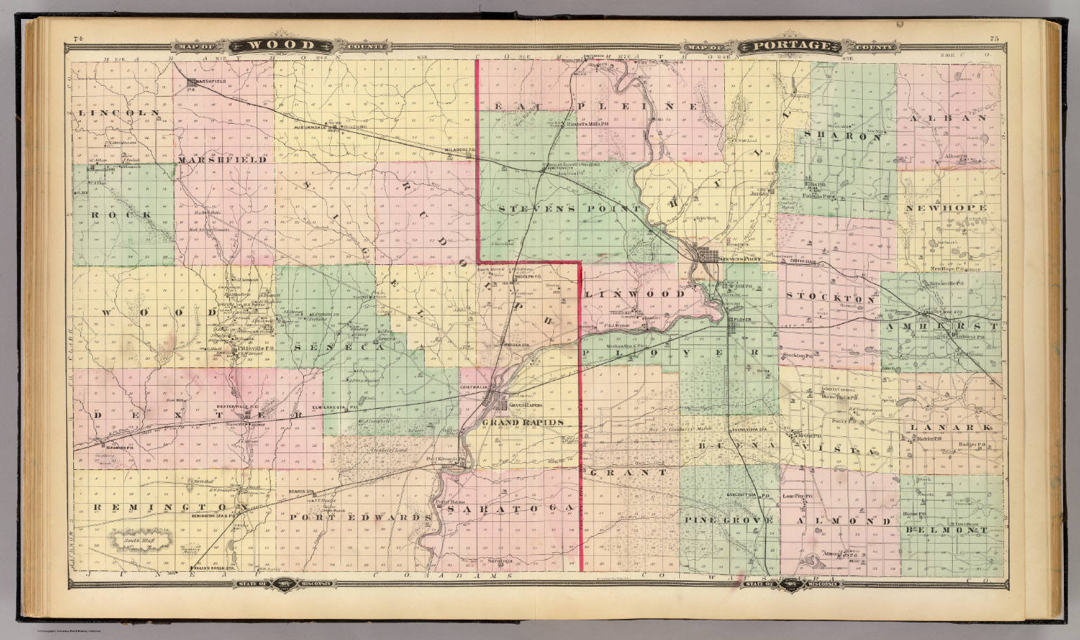 Map of Wood and Portage counties, State of Wisconsin. David Rumsey