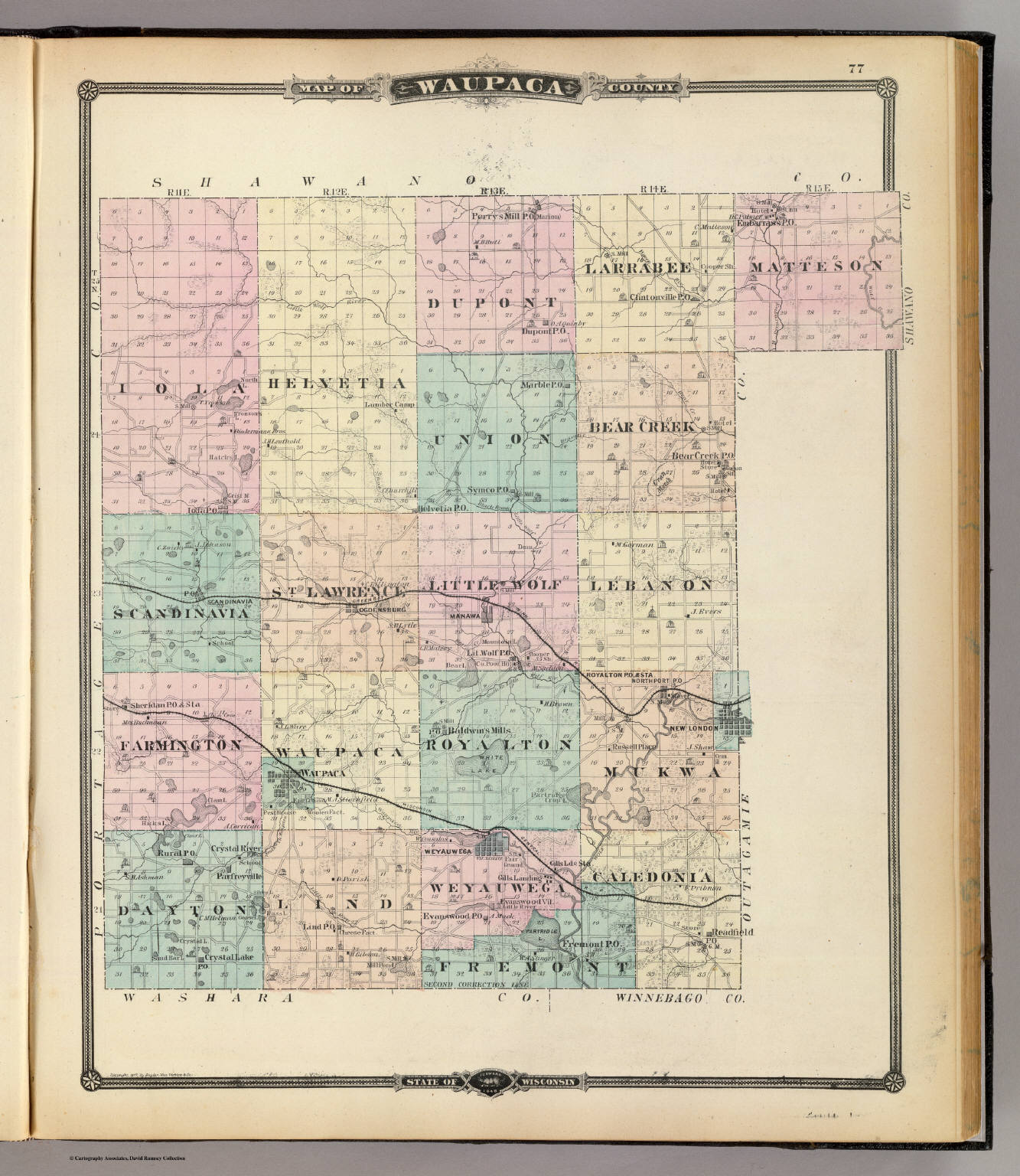 Map of Waupaca County, State of Wisconsin. - David Rumsey Historical ...