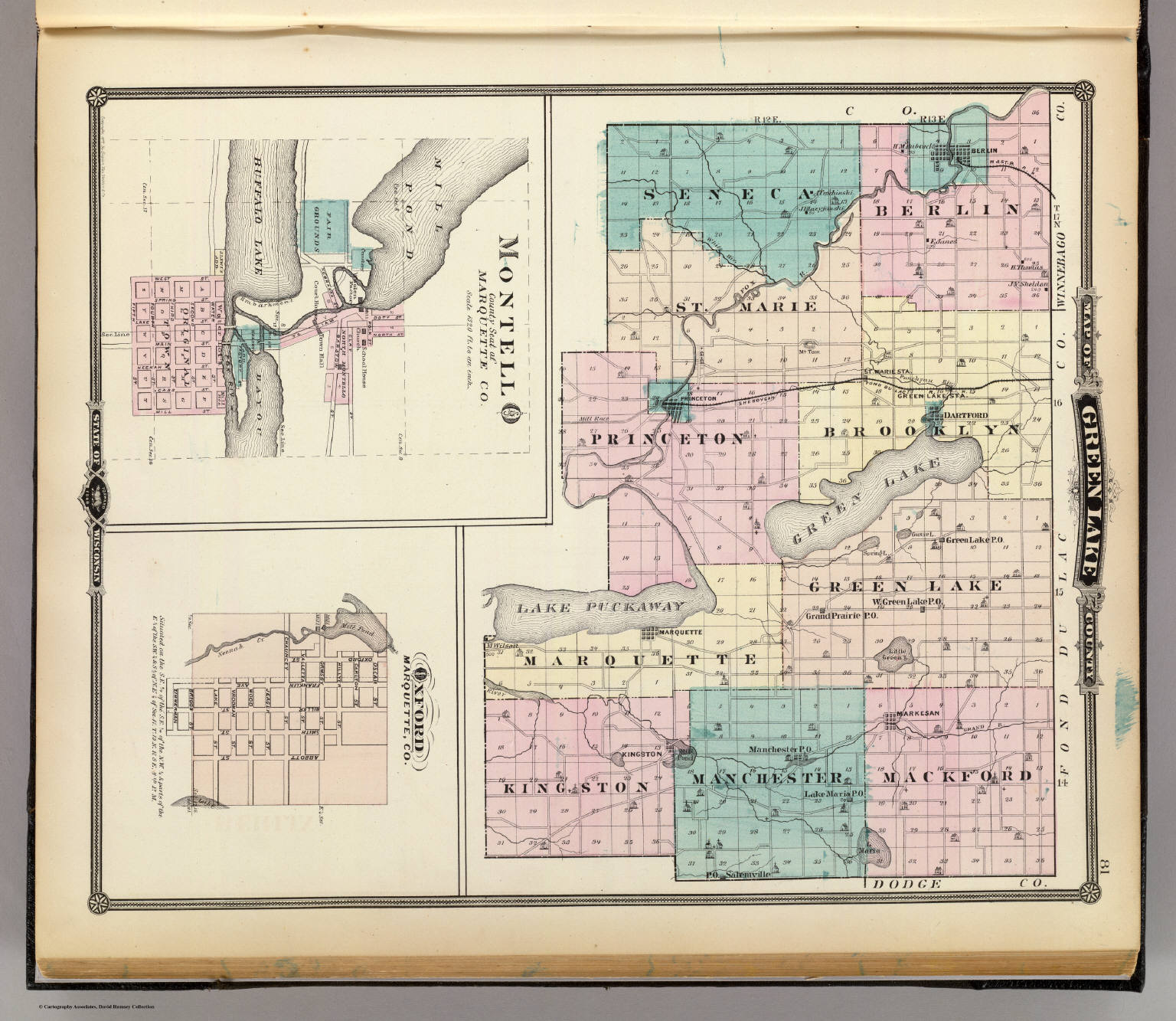 Map of Green Lake County, State of Wisconsin and Montello and Oxford ...