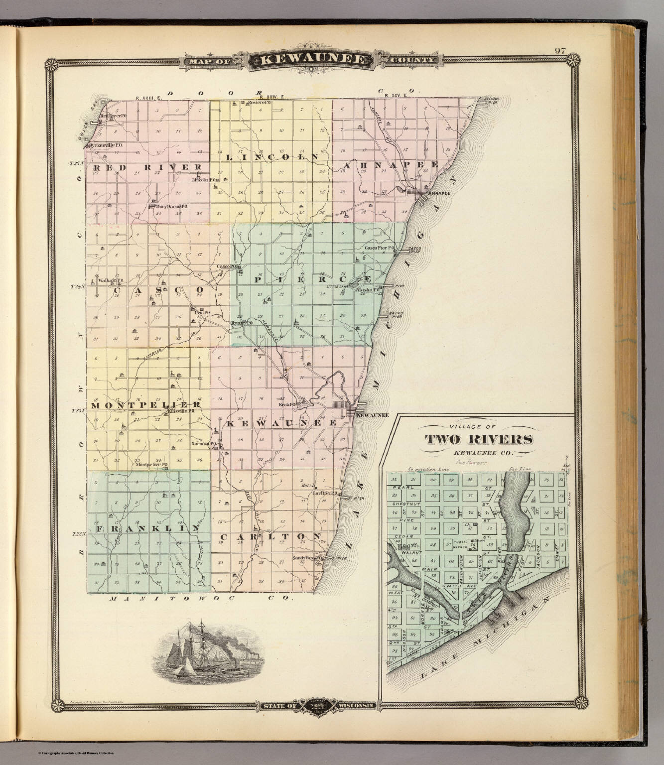 Map of Kewaunee County, State of Wisconsin and Two Rivers. David
