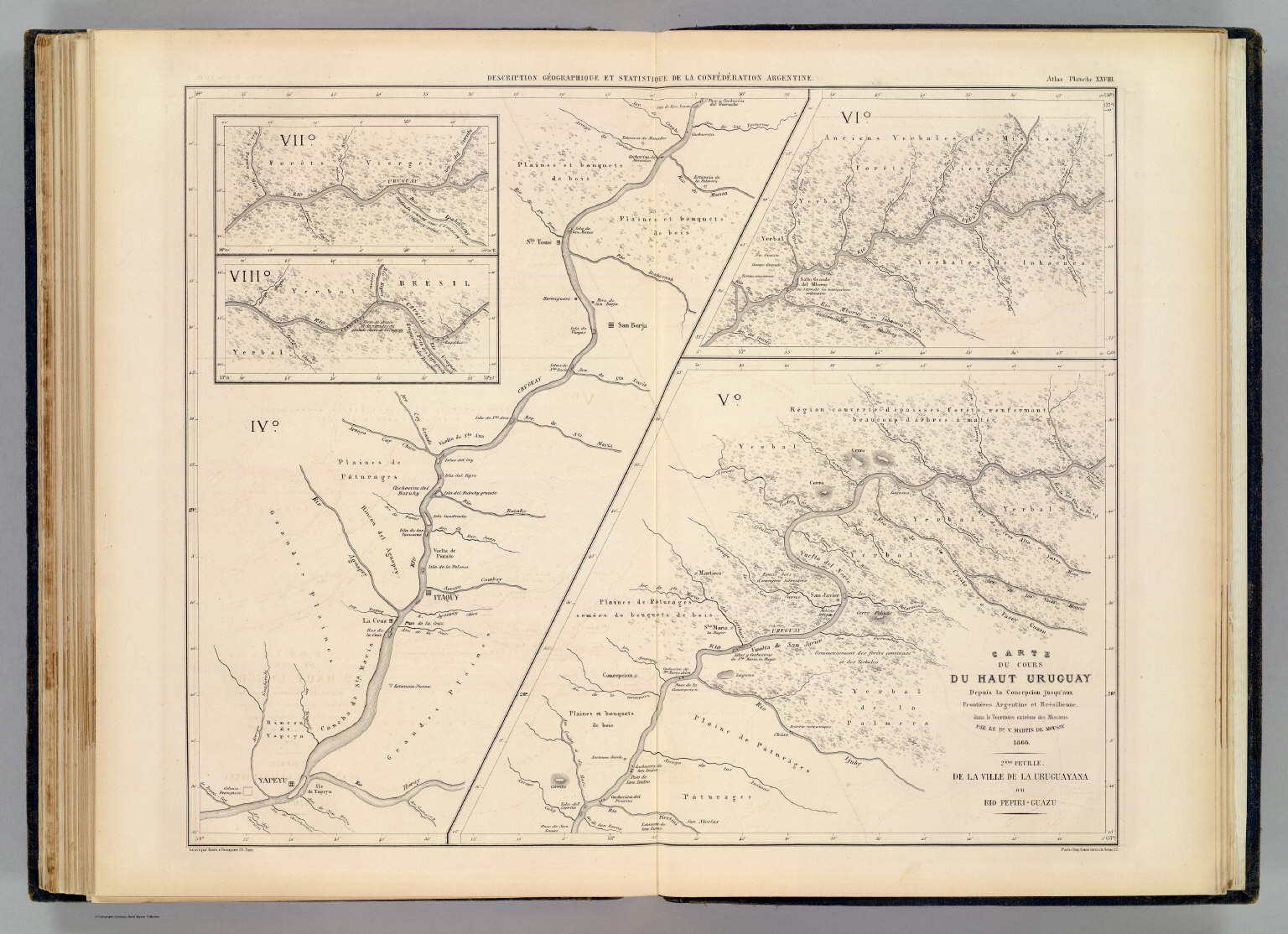 Carte, cours du Haut Uruguay, 2. flle. Uruguayana-Rio Pepiri-Guazu ...