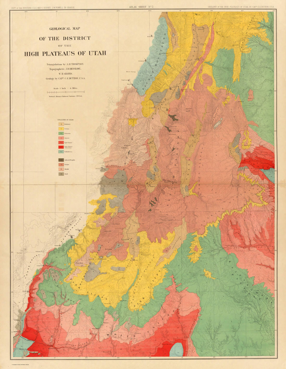 Geological Map Of The District Of The High Plateaus Of Utah David   00654001 