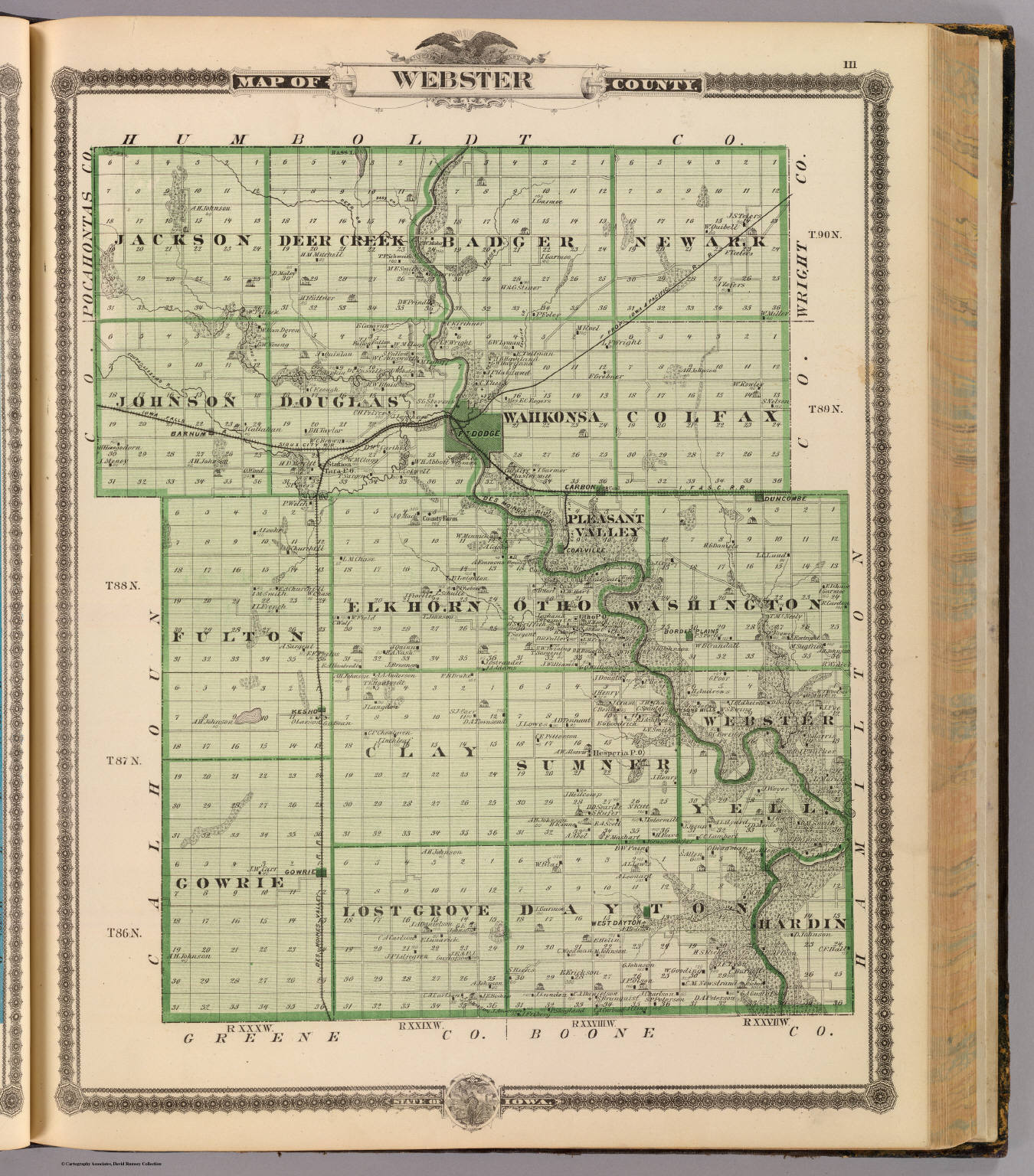 Map of Webster County, State of Iowa. David Rumsey Historical Map
