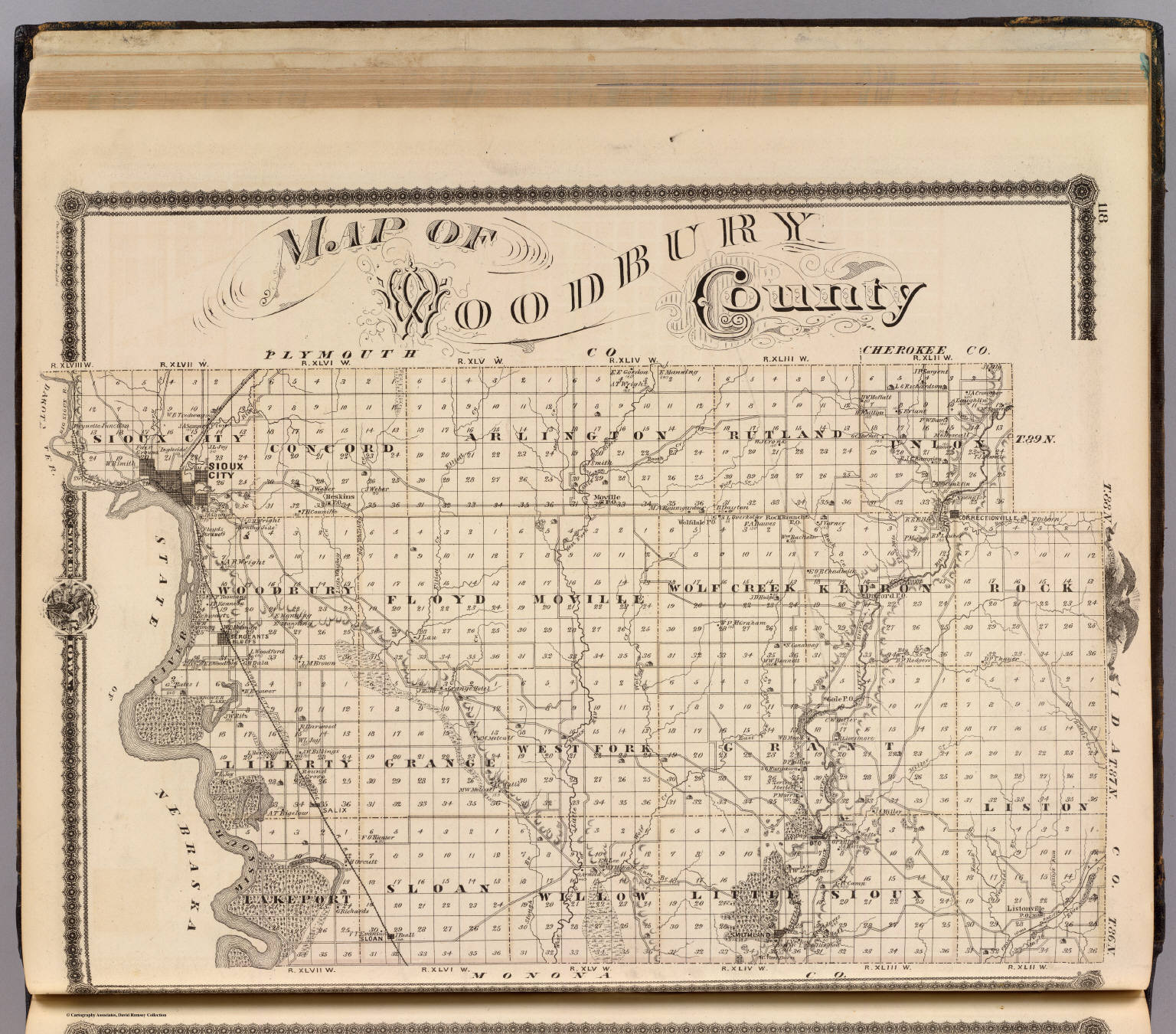 Map of Woodbury County, State of Iowa. David Rumsey Historical Map