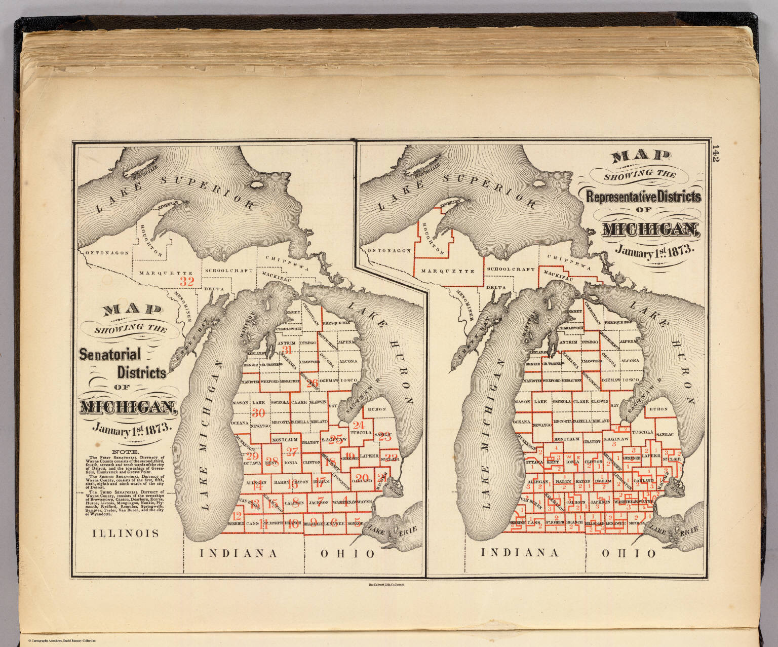 Maps showing the senatorial and representatives districts of Michigan ...