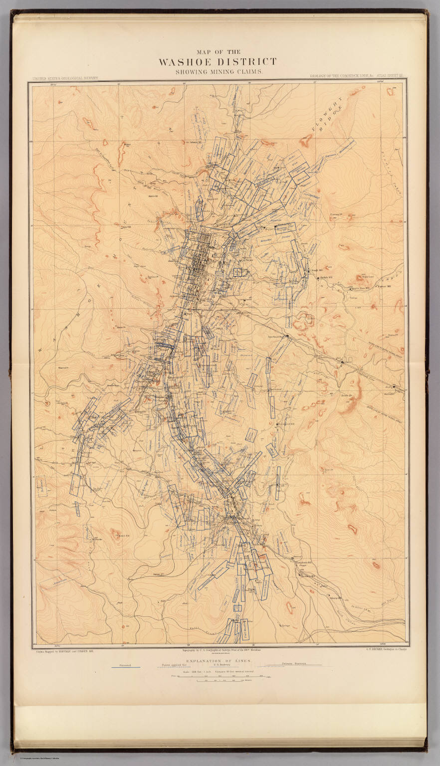Map Of The Washoe District Showing Mining Claims David Rumsey Map Of The Washoe District Showing Mining Claims David Rumsey
