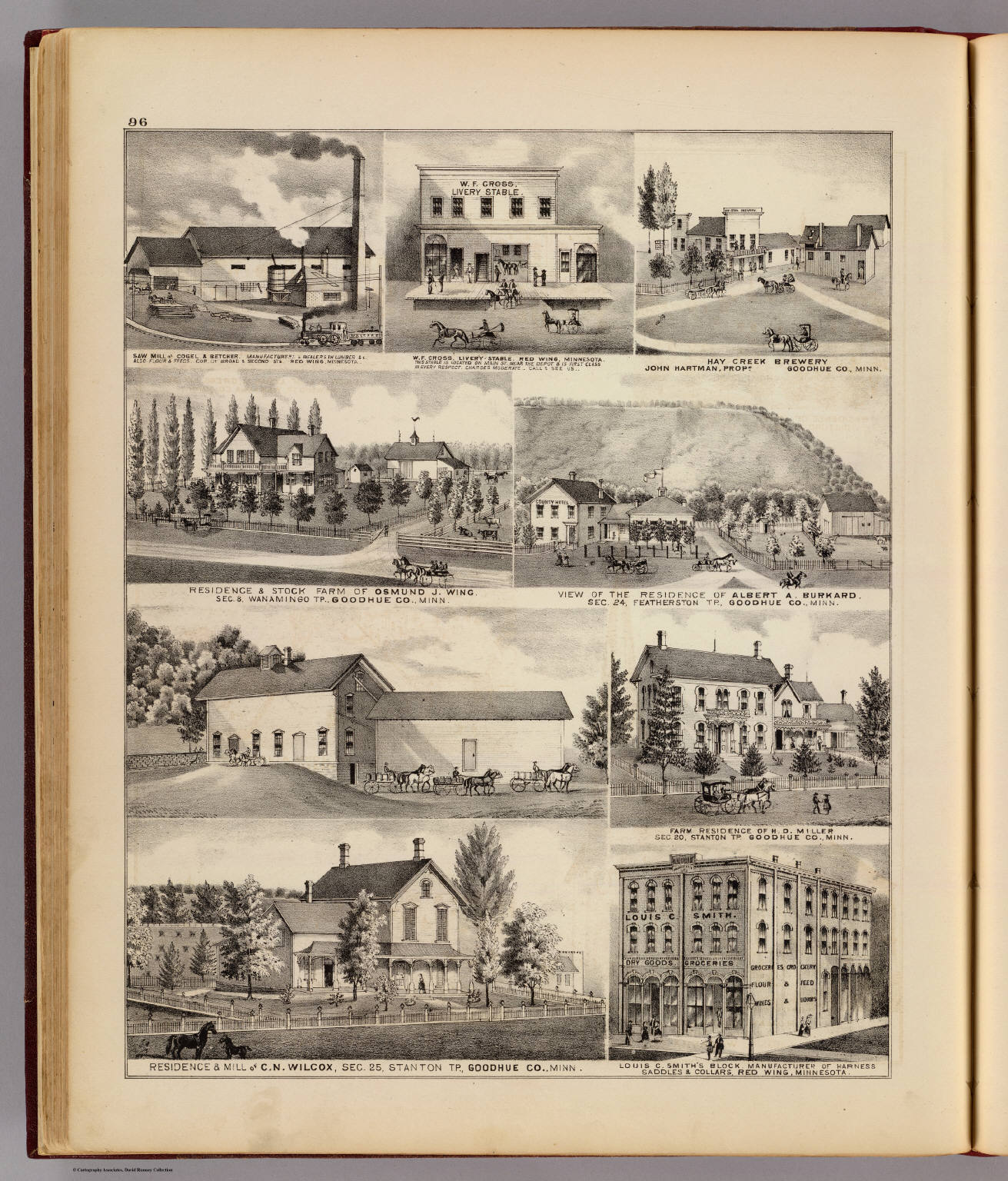 Residences, mills, farms and businesses in Red Wing and Goodhue County