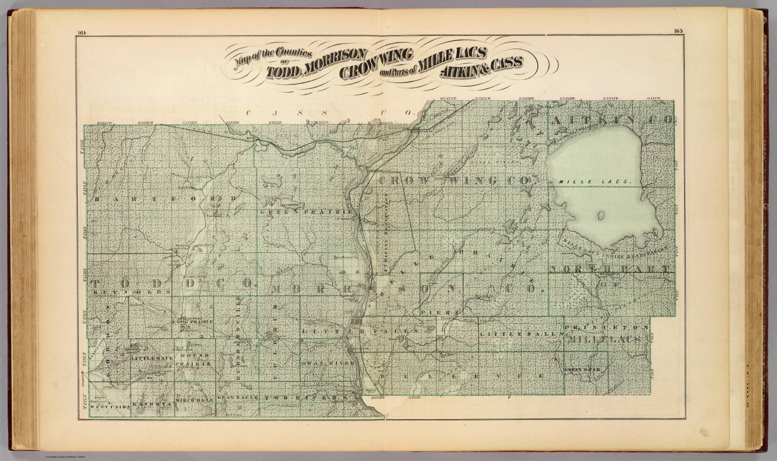 Map of Todd, Morrison, Crow Wing counties; parts of Mille Lacs, Aitkin