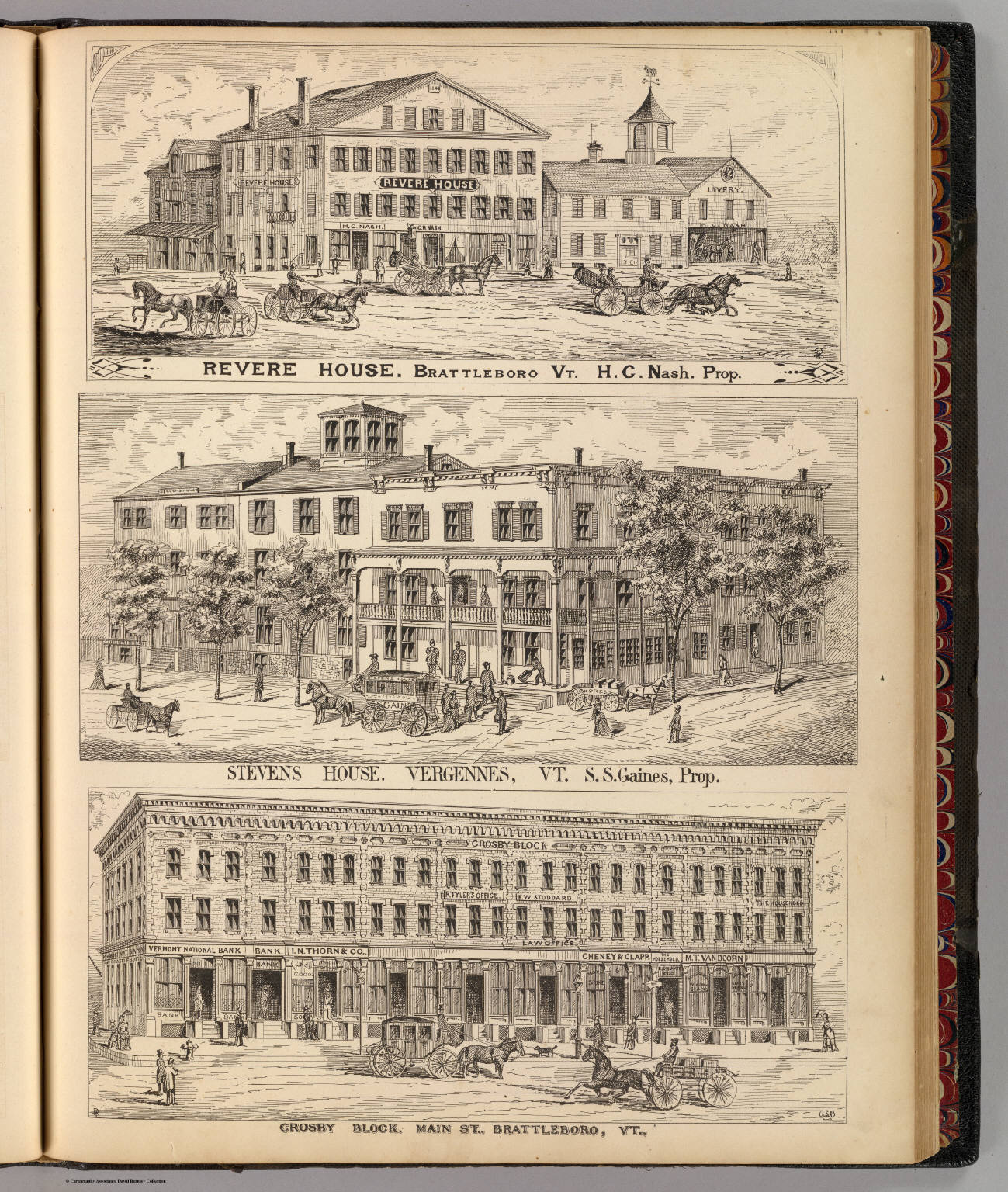 Revere House and Crosby Block, Brattleboro, and Stevens House, Vergennes, Vt. David Rumsey