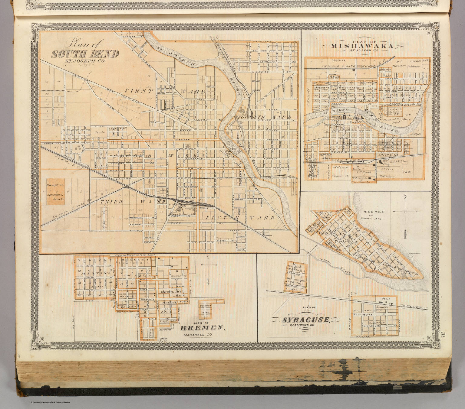 Plan of South Bend (with) Mishawaka, Bremen, Syracuse. David Rumsey