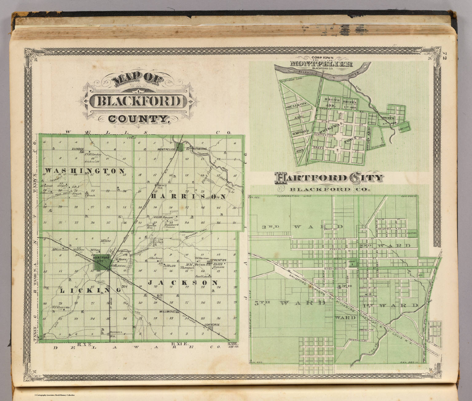 Map of Blackford County (with) Montpelier, Hartford City. - David ...