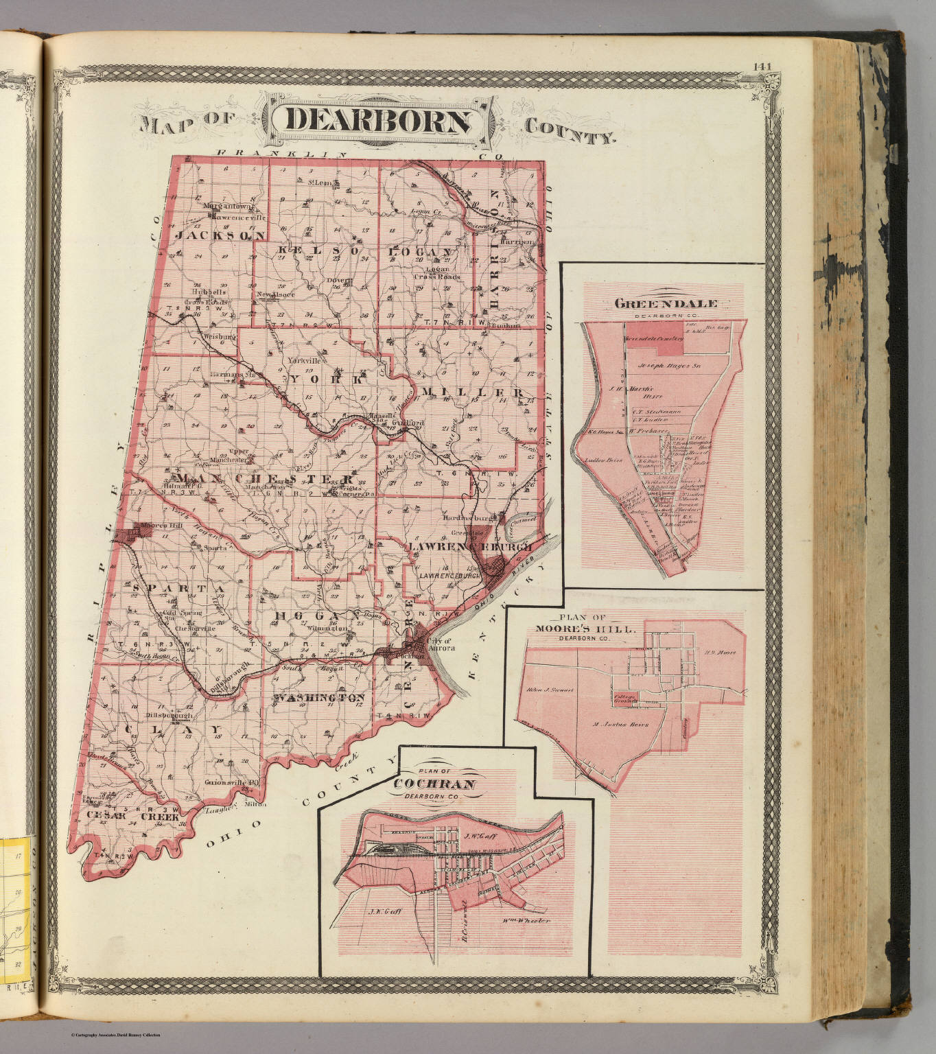 Map Of Dearborn County With Greendale Moore S Hill Cochran