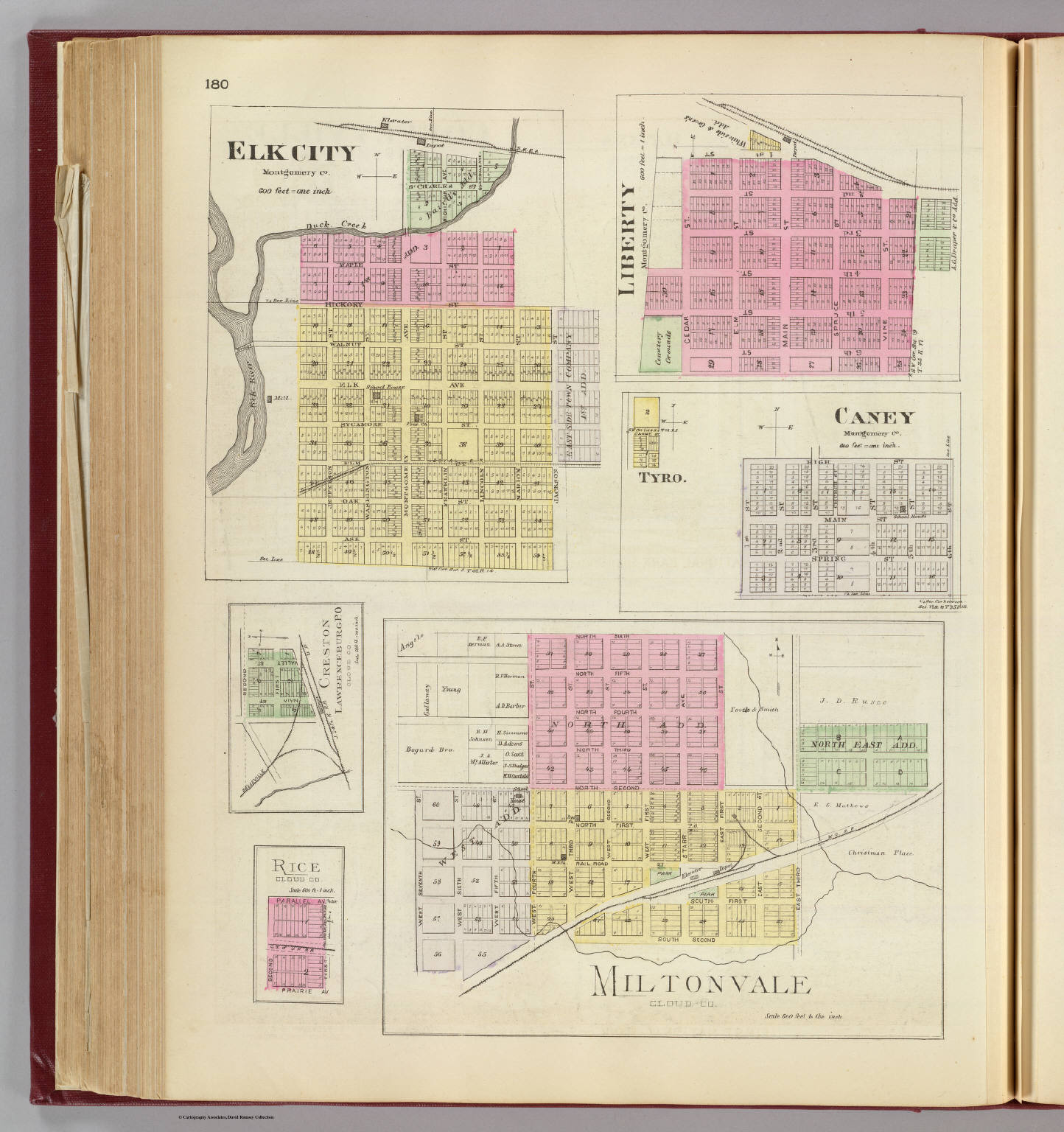 Miltonvale, Elk City, Liberty, Caney, Tyro, Creston, Rice. David Rumsey Historical Map Collection