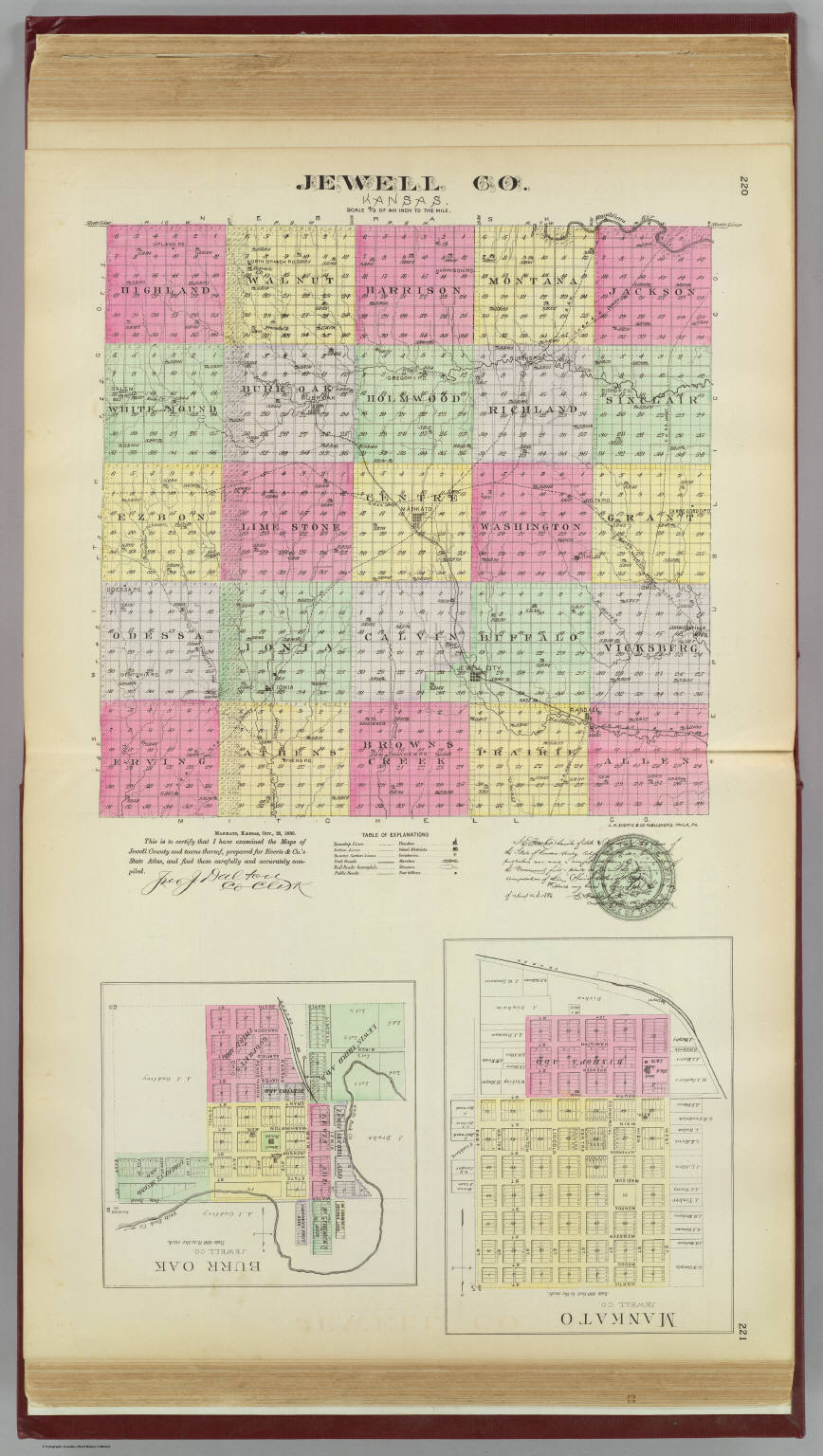 Jewell Co., Mankato & Burr Oak, Kansas. - David Rumsey Historical Map ...