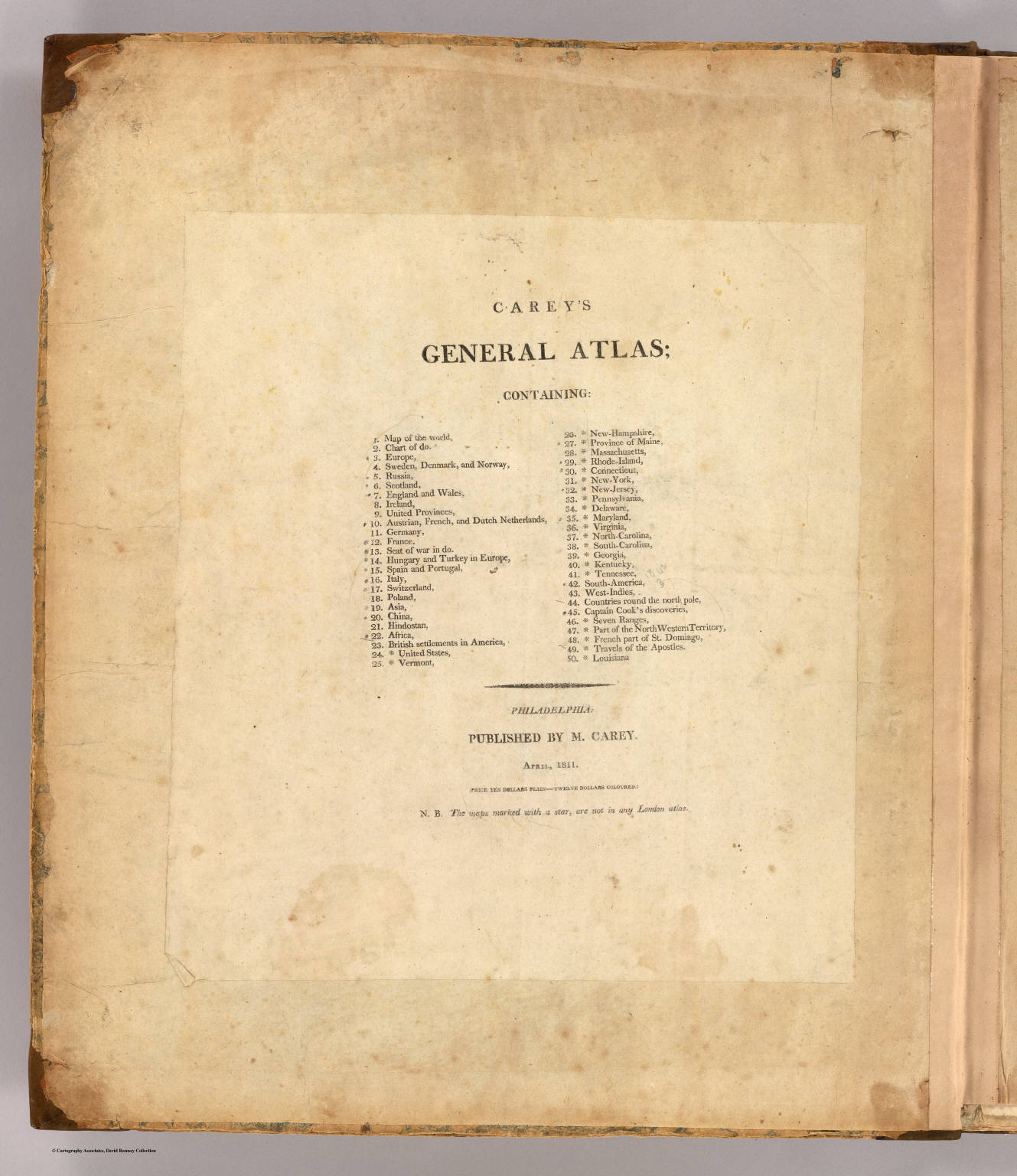 Title Page Careys General Atlas David Rumsey Historical Map Collection