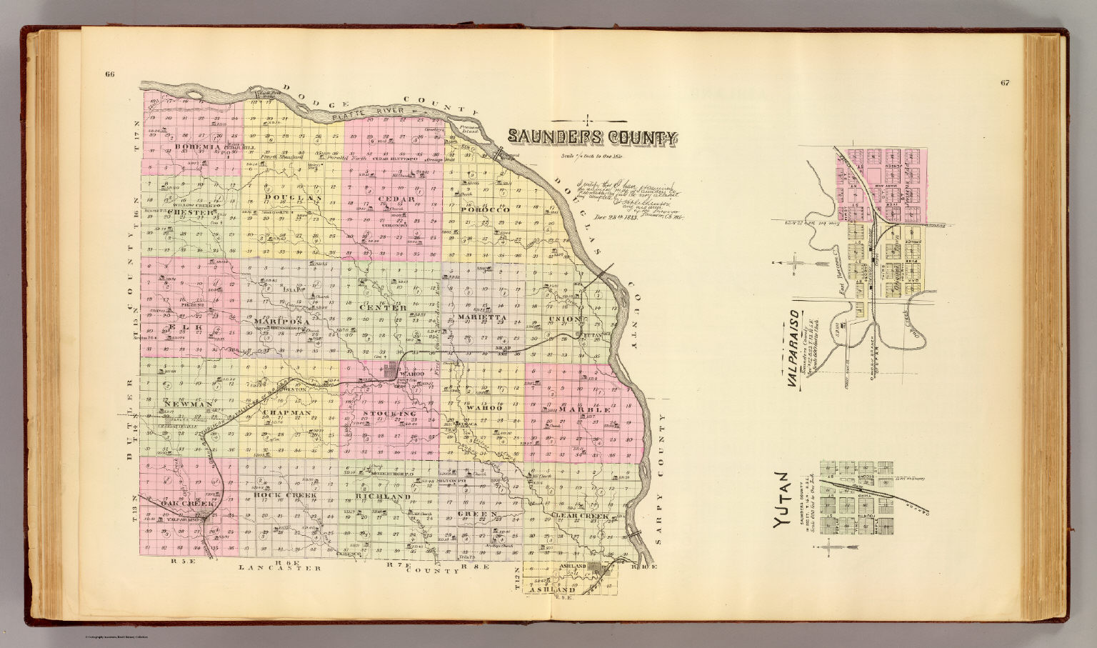 Nebraska NE History Genealogy Maps Book on CD 1916 Atlas of Saunders County