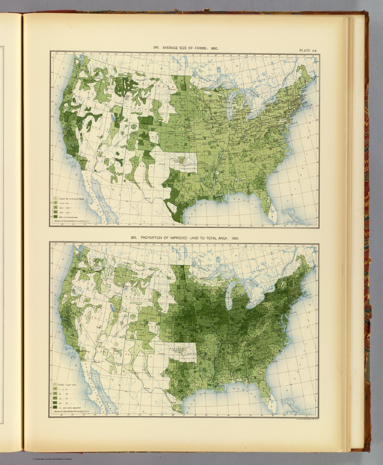 44. Size of farms, improved land 1890. David Rumsey Historical Map